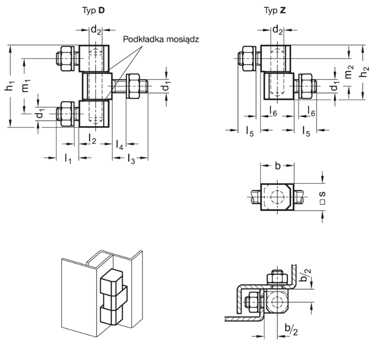 Rysunek wymiarowy zawiasu GN 129
