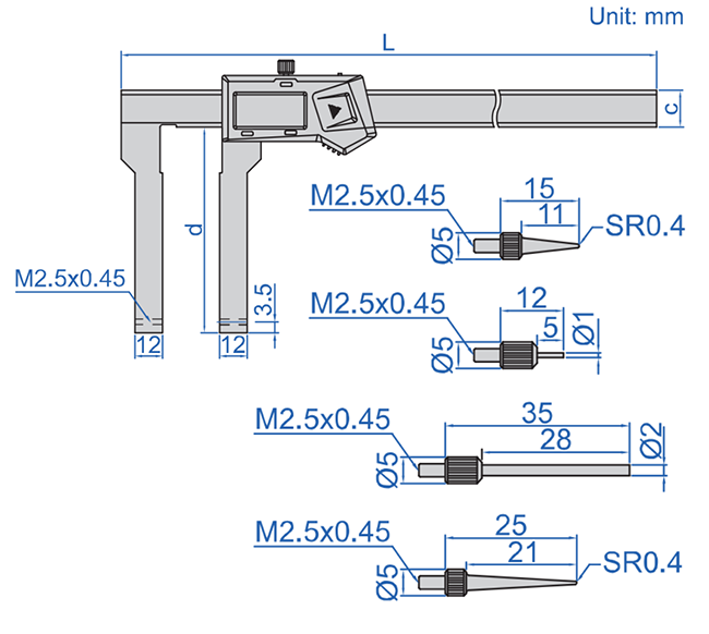 suwmiarka elektroniczna insize 1108 - wymiary