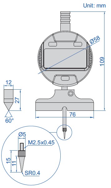 rysunek techniczny glebokosciomierz