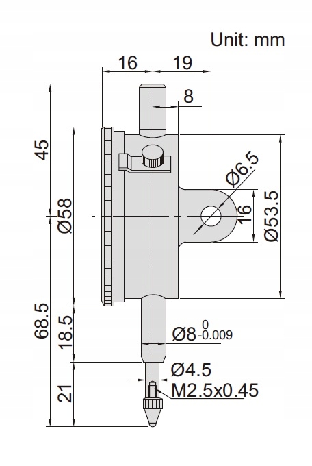 legenda - wymiar czujnika