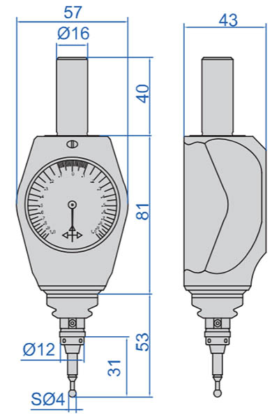 Czujnik zegarowy 3D uniwersalny INSIZE