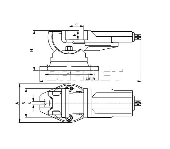 Imadło maszynowe typ 6530 100mm - wymiary