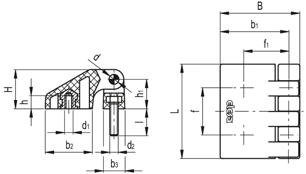 Rysunek wymiarowy zawiasu CFD