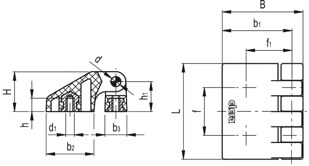 Rysunek wymiarowy zawiasu CFD