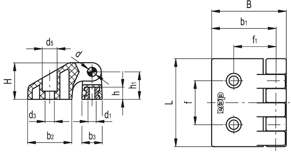 Rysunek wymiarowy zawiasu CFD
