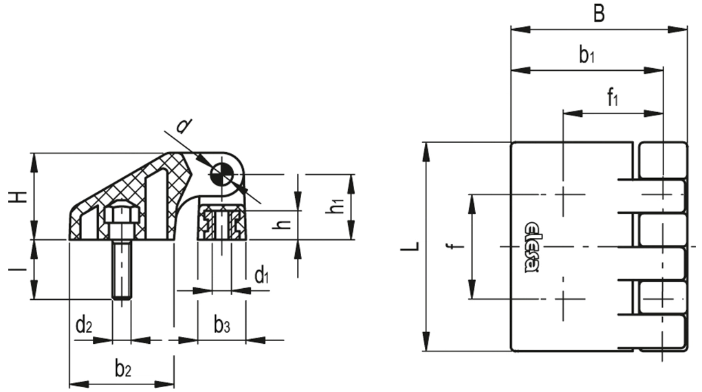 Rysunek wymiarowy zawiasu CFD