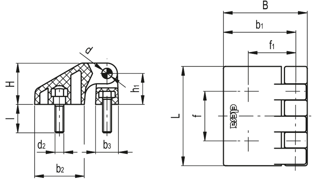 Rysunek wymiarowy zawiasu CFD