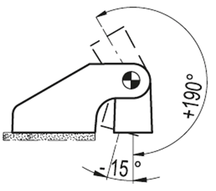 Zakres obrotu zawiasu CFD