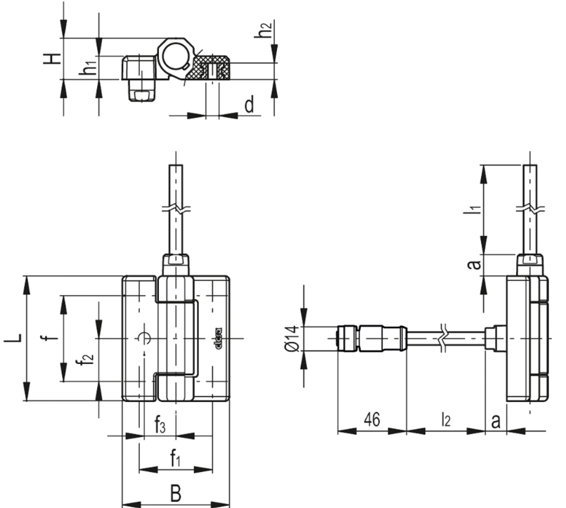Rysunek wymiarowy zawiasu CFM-PC