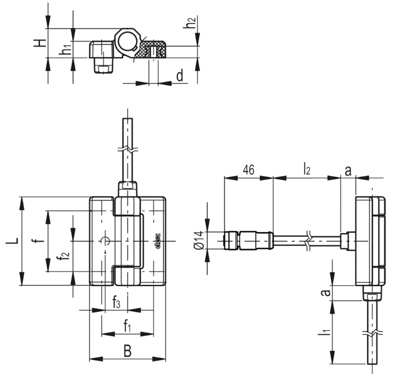 Rysunek wymiarowy zawiasu CFM-PC