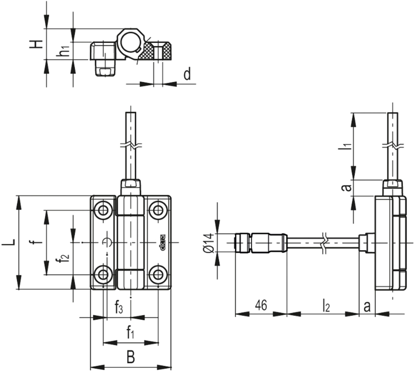 Rysunek wymiarowy zawiasu CFM-PC