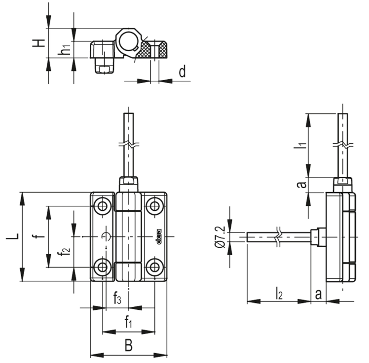 Rysunek wymiarowy zawiasu CFM-PC