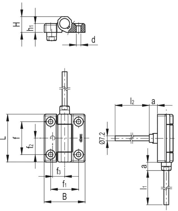Rysunek wymiarowy zawiasu CFM-PC