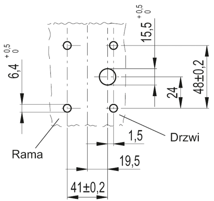 Schemat otworów montażowych zawiasu CFM-PC