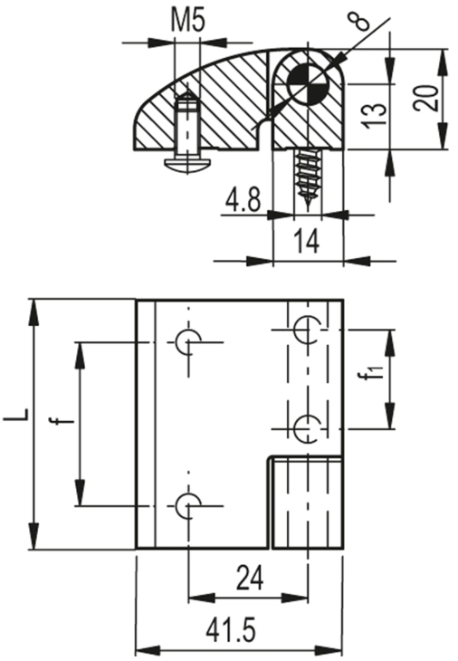 Rysunek wymiarowy zawiasu CMDX-AL