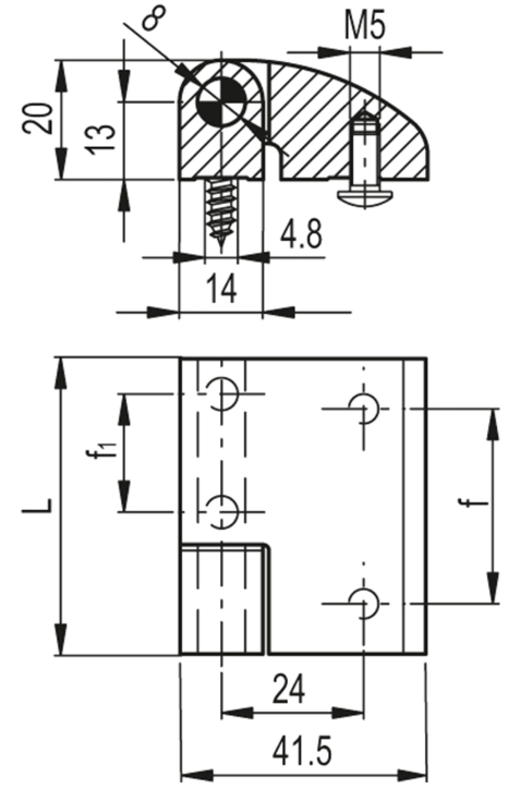 Rysunek wymiarowy zawiasu CMDX-AL