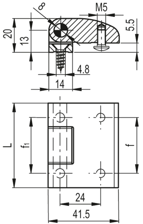 Rysunek wymiarowy zawiasu CMDX-AL