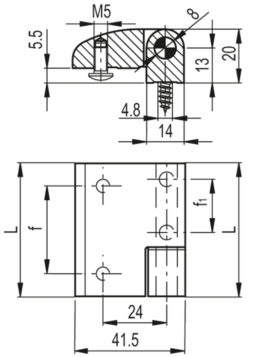 Rysunek wymiarowy zawiasu CMDX-AL