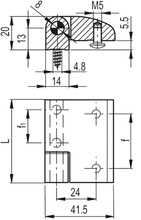 Rysunek wymiarowy zawiasu CMDX-AL