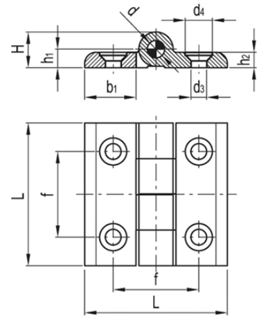 Rysunek wymiarowy zawiasu CMM-AL