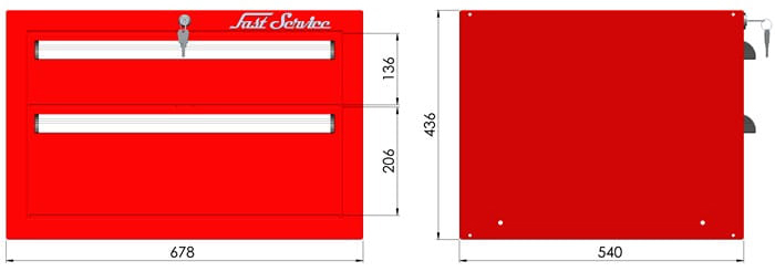 rysunek techniczny szafki warsztatowej z szufladami model P105301