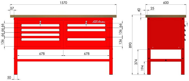 rysunek techniczny wymiary stołu warsztatowego model p303201