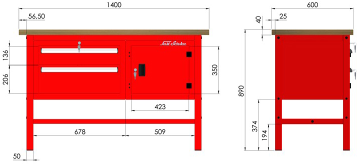 rysunek techniczny wymiary stołu warsztatowego model p304301