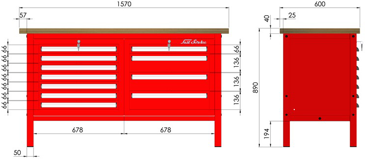 rysunek techniczny wymiary stołu warsztatowego model p306401