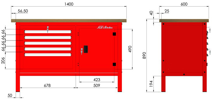 rysunek techniczny wymiary stołu warsztatowego model p307201