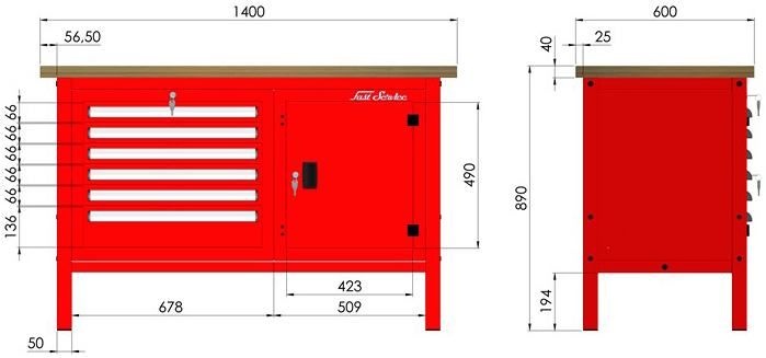 rysunek techniczny wymiary stołu warsztatowego model p307301