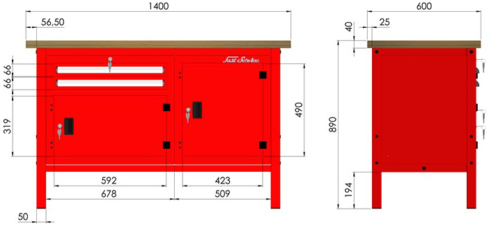 rysunek techniczny wymiary stołu warsztatowego model p307701