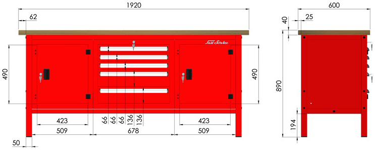 rysunek techniczny wymiary stołu warsztatowego model p317101