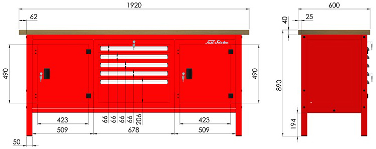 rysunek techniczny wymiary stołu warsztatowego model p317201