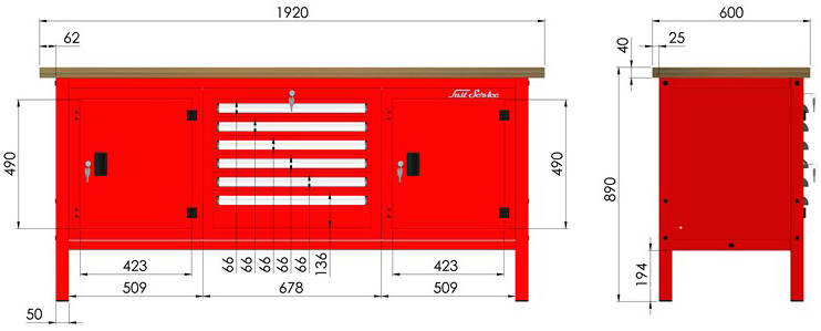 rysunek techniczny wymiary stołu warsztatowego model p317301