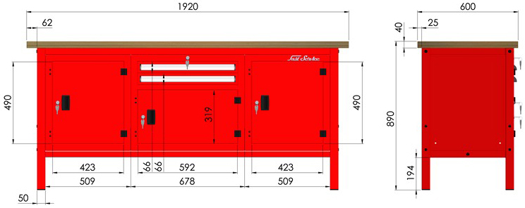 rysunek techniczny wymiary stołu warsztatowego model p317701