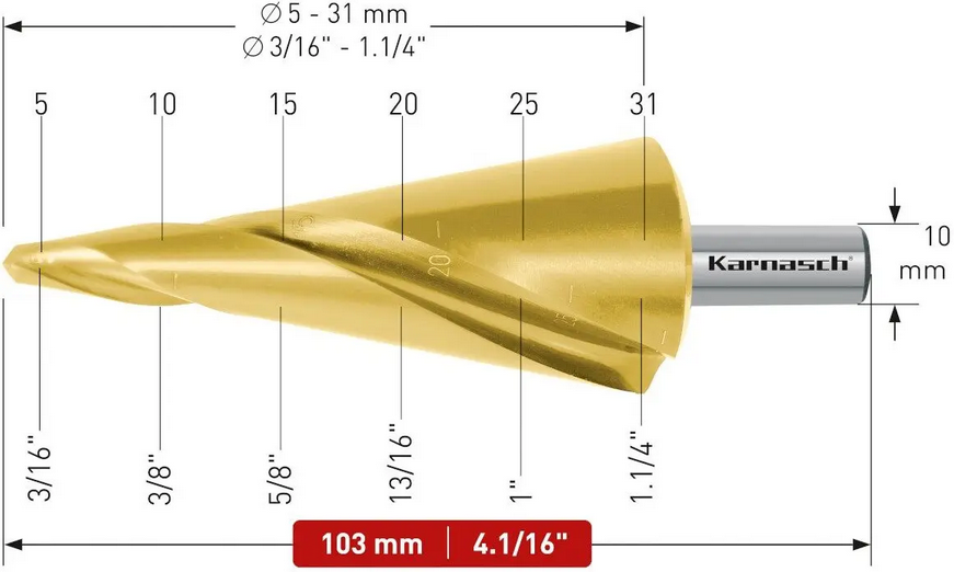 Wiertło stożkowe stopniowe - KARNASH (201473)