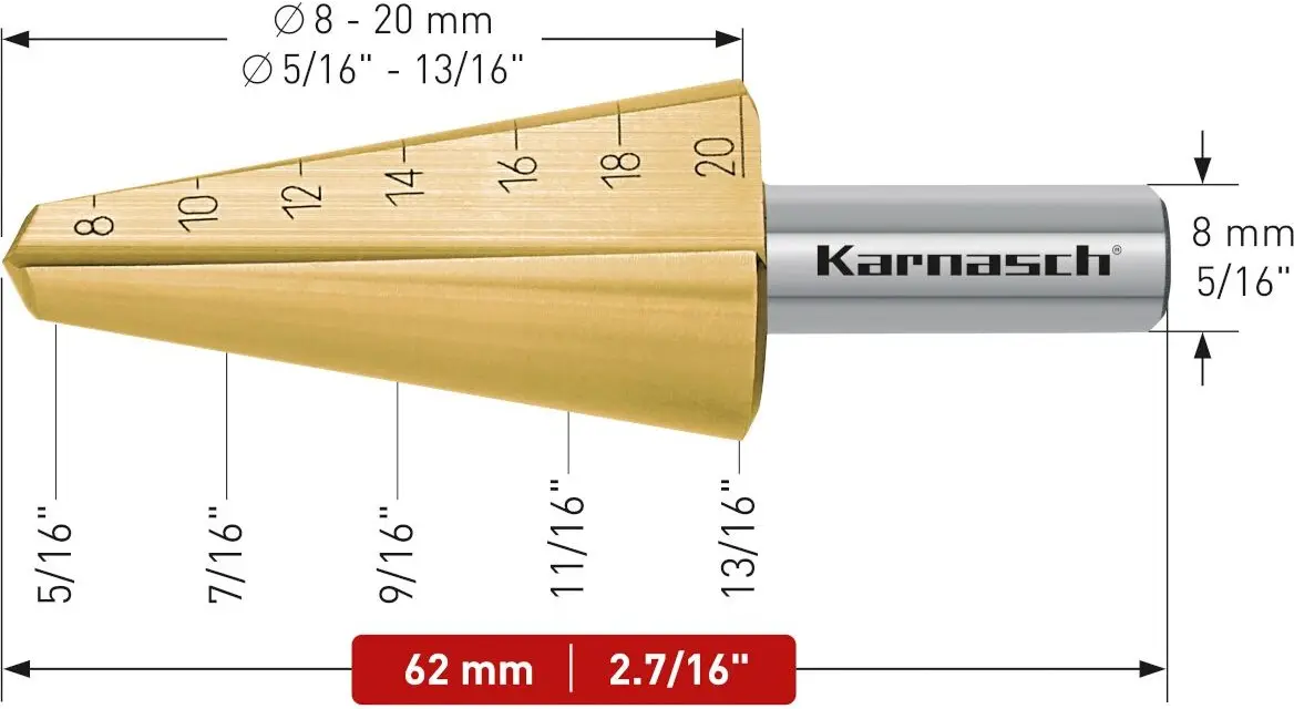 Wiertło stożkowe stopniowe - KARNASH (210037)