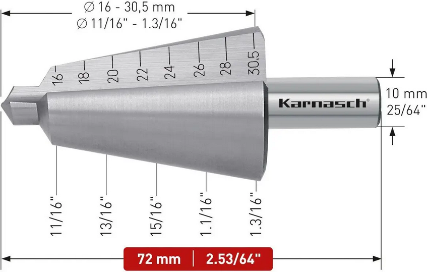 Wiertło stożkowe stopniowe - KARNASH (210039)