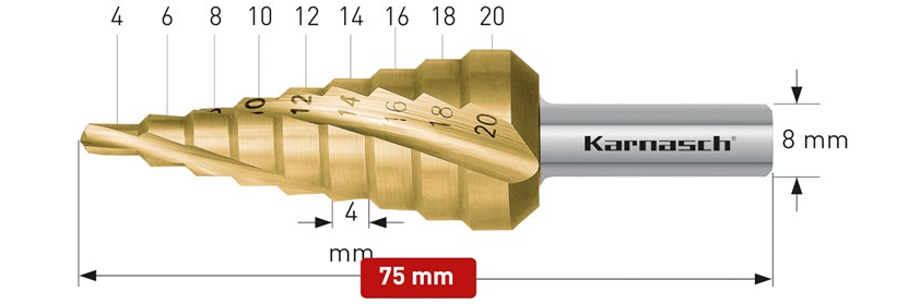 Wiertło stożkowe stopniowe - KARNASH (213002)