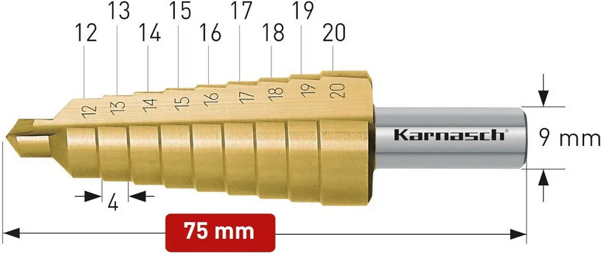 Wiertło stożkowe stopniowe - KARNASH (213009)