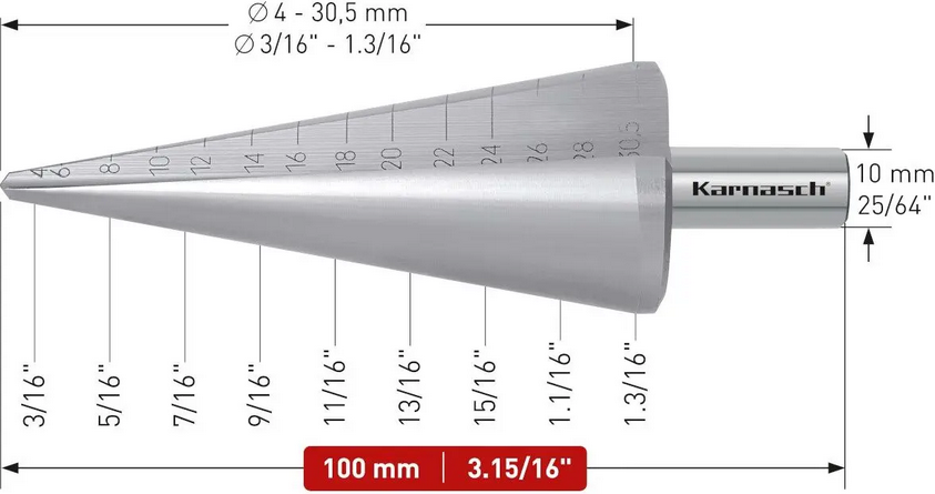 Wiertło stożkowe stopniowe - KARNASH (213016)