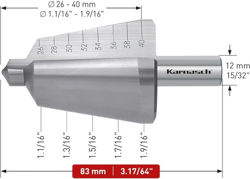 Wiertło stożkowe stopniowe - KARNASH (213018)
