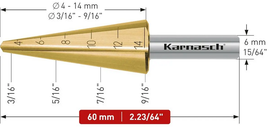Wiertło stożkowe stopniowe - KARNASH (213019)