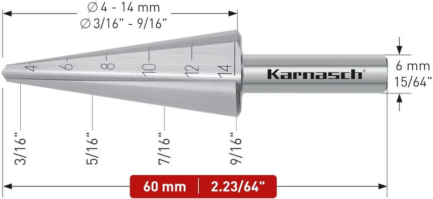 Wiertło stożkowe stopniowe - KARNASH (213022)