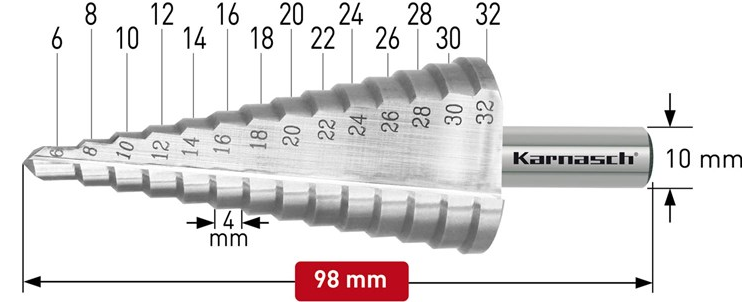 Wiertło stożkowe stopniowe - KARNASH (213032)