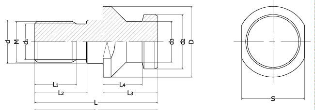 Końcówka ściągająca (grzybek) nieprzelotowa do DIN69871.30-B 44MM - APX (9882) - wymiary