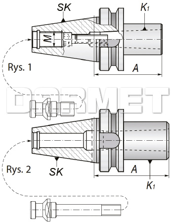 Tuleja redukcyjna BT40-MK1FV-45MM z gwintem - APX (1663)
