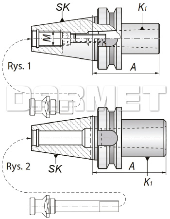 Tuleja redukcyjna BT40-MK2FV-60MM z gwintem - APX (1663)