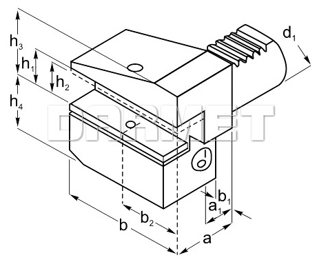 Oprawka VDI poprzeczna odwrócona, prawa, krótka - B3.D40.H25 - APX (Typ 1115P)