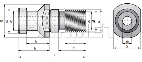 Końcówka ściągająca (grzybek) przelotowa do DIN69871.40-A 54MM - APX (9882)